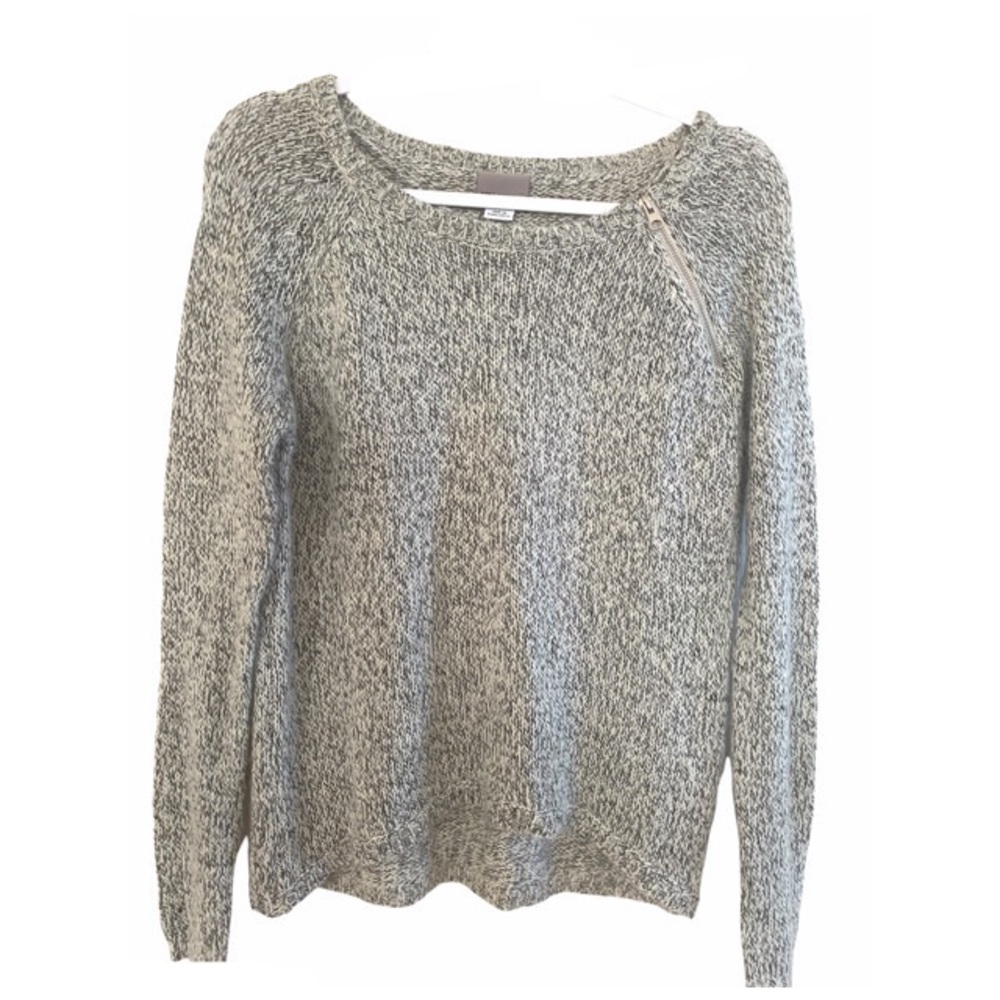 Vera Moda Marled Knit Sweater, Oversized, Black White, Size XS